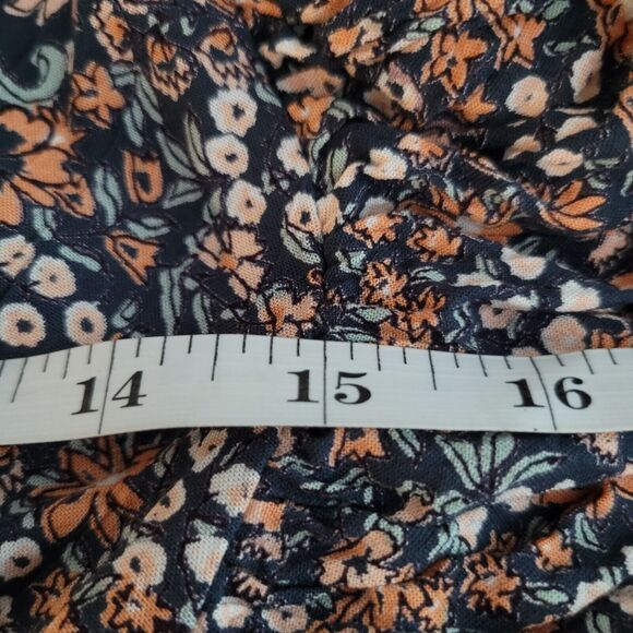 Angie Dress Medium Blue Ditzy Floral Plunge Neck Flutter Smock Waist Beach Boho - Picture 8 of 11